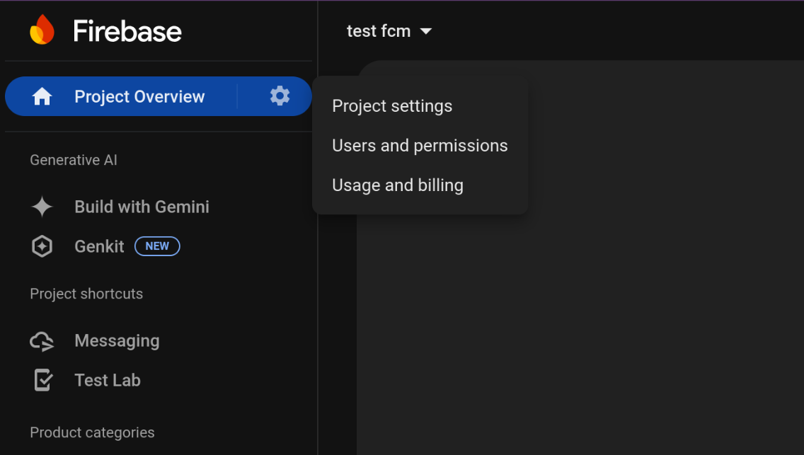 FCM project settings