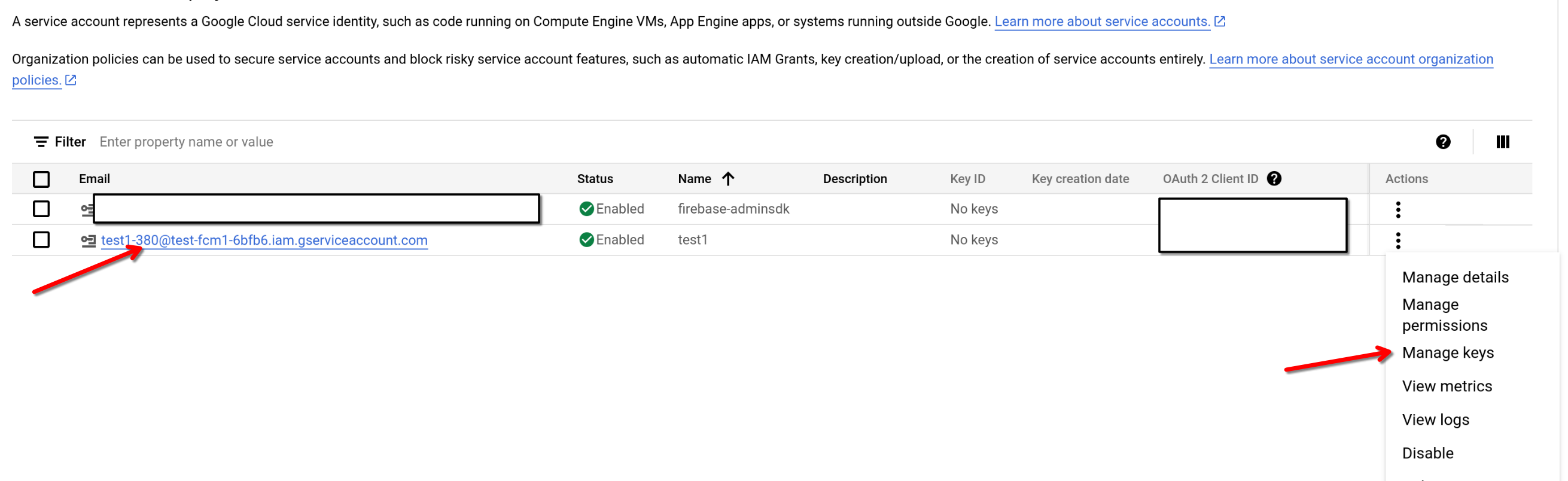 Google Cloud Service Account Keys